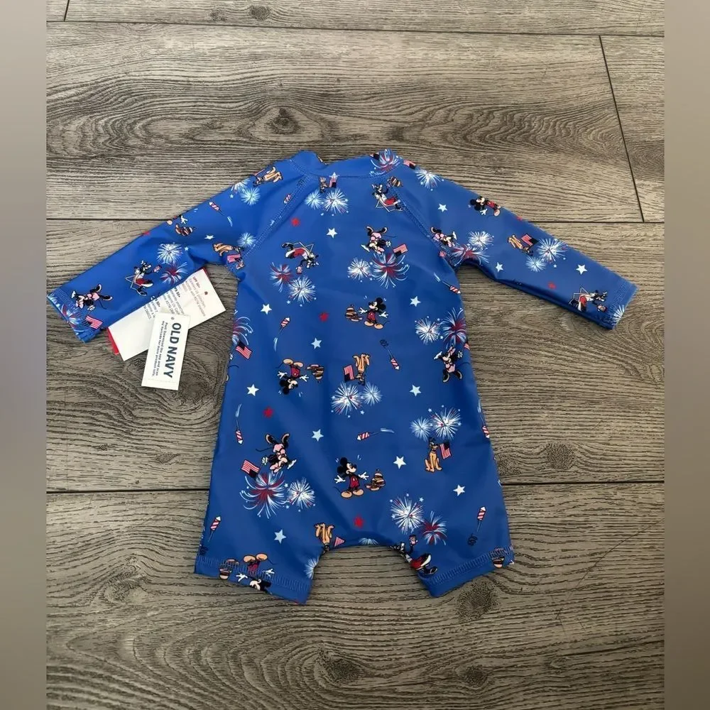 Old Navy Blue Disney Mickey & Minnie Fireworks Swim Romper